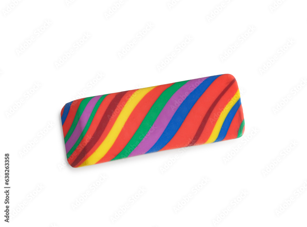 Colorful eraser on white background