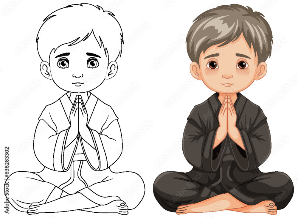 Boy Praying and Meditating