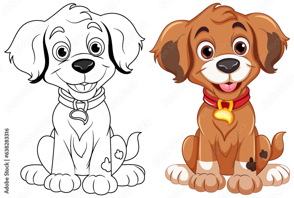 Coloring page outline of cute dog