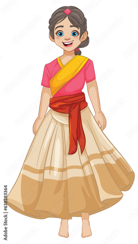 Happy Beautiful Woman in Indian Traditional Dress