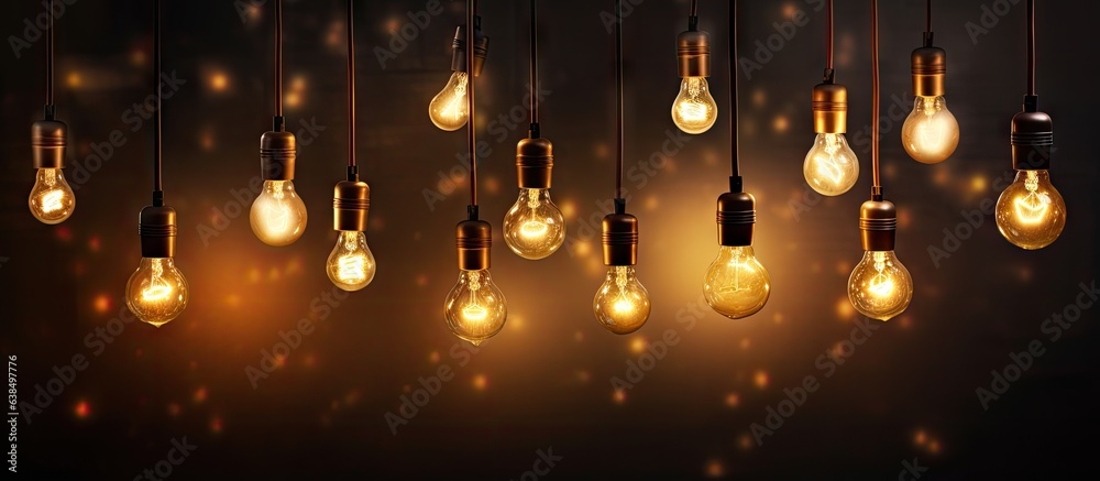 Illuminated light bulbs adorning a dim space