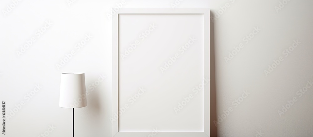 Poster template on wall white studio room text insert