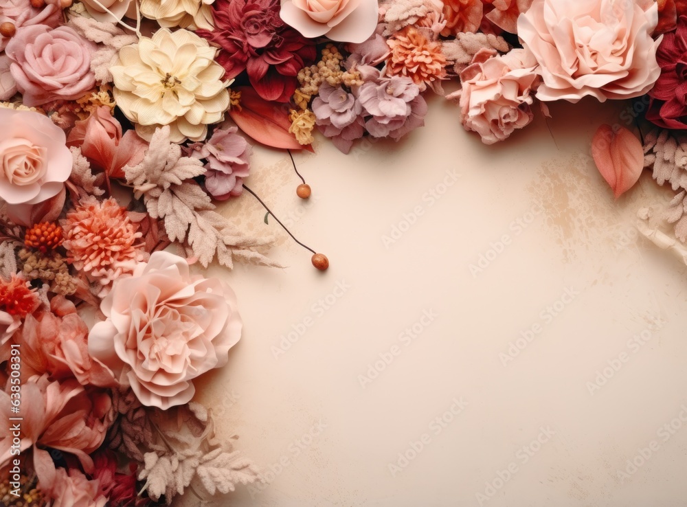 Pink flower background with an empty space for note