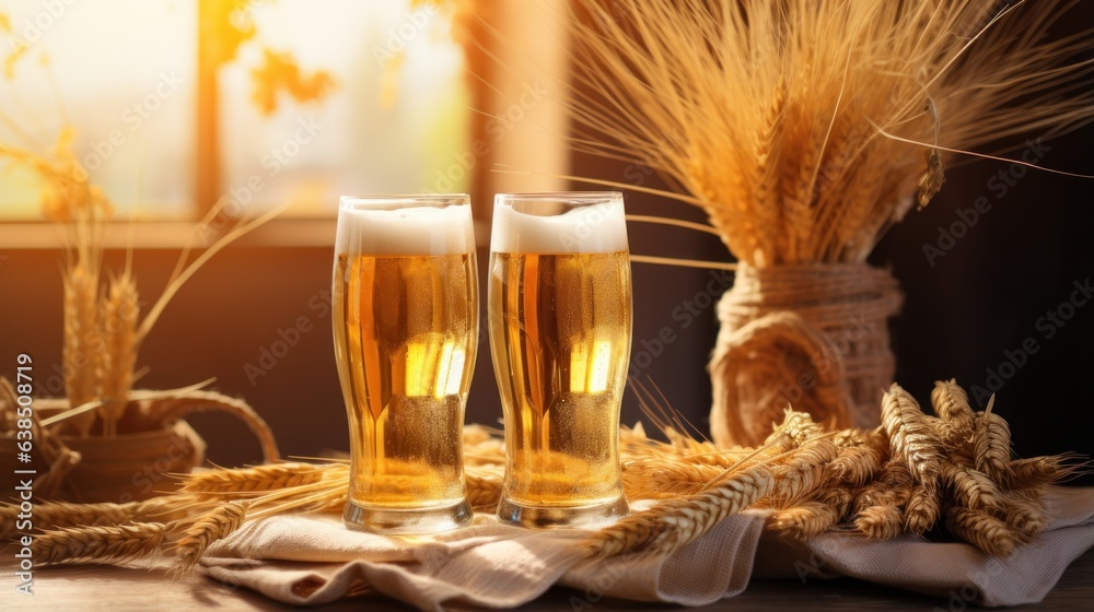 Beer and grain background