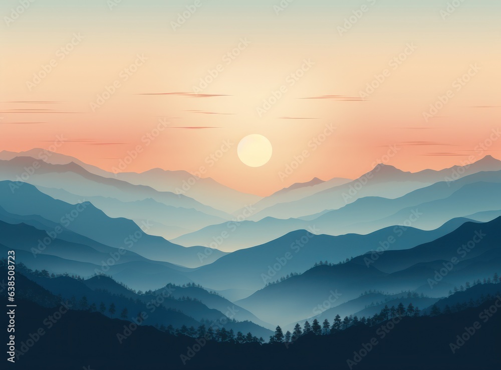 Mountain landscape with blue skies and orange colors