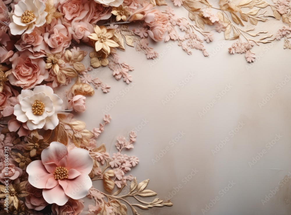 Pink flower background with an empty space for note