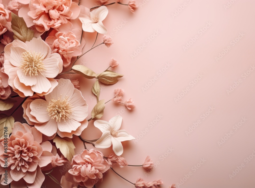 Pink flower background with an empty space for note