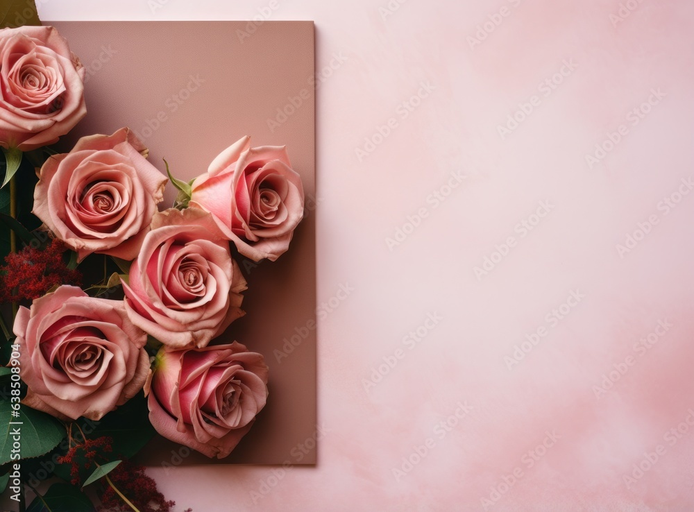 Pink flower background with an empty space for note