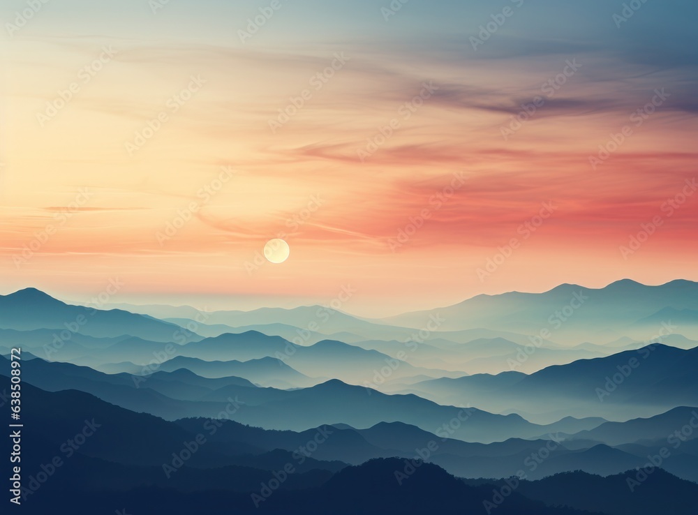 Mountain landscape with blue skies and orange colors