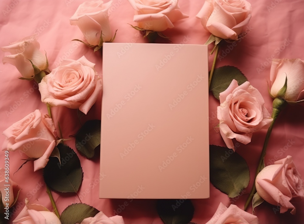 Pink flower background with an empty space for note