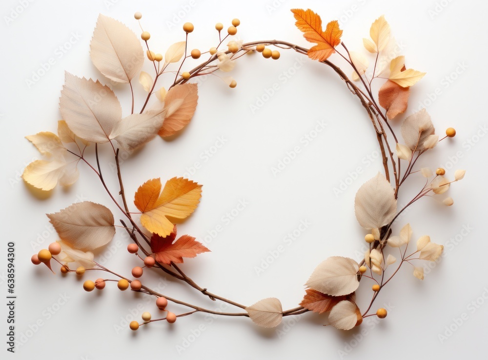 Circle frame from autumn leaves