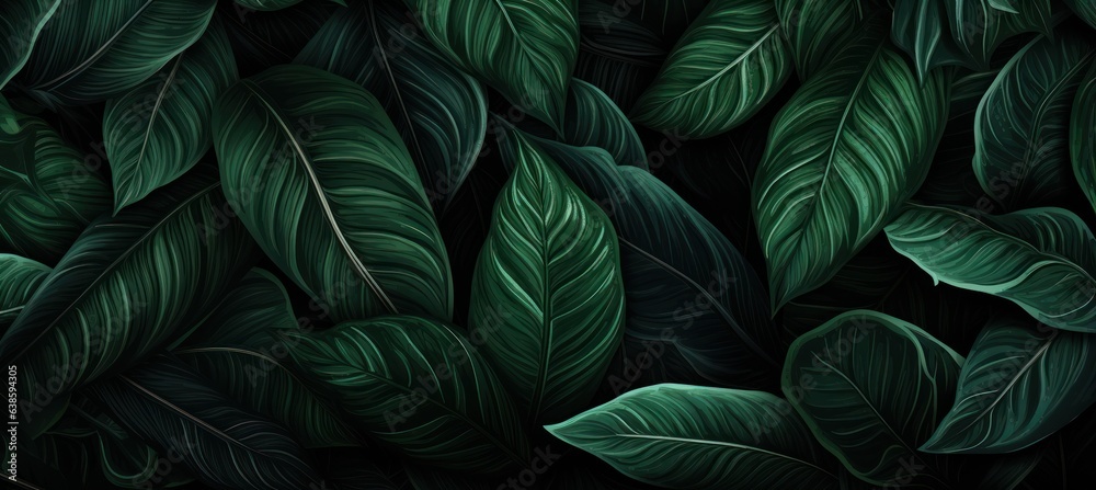 Green natural illustrated background with leaves