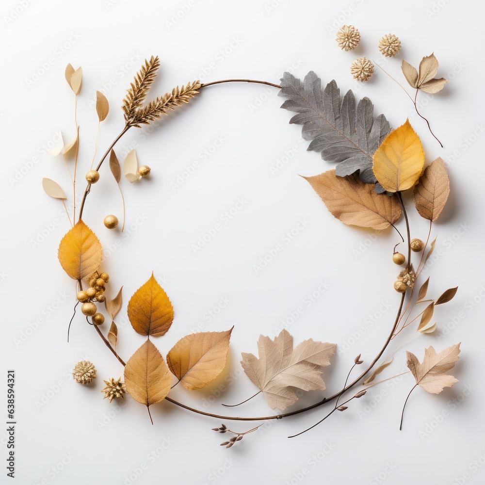 Circle frame from autumn leaves