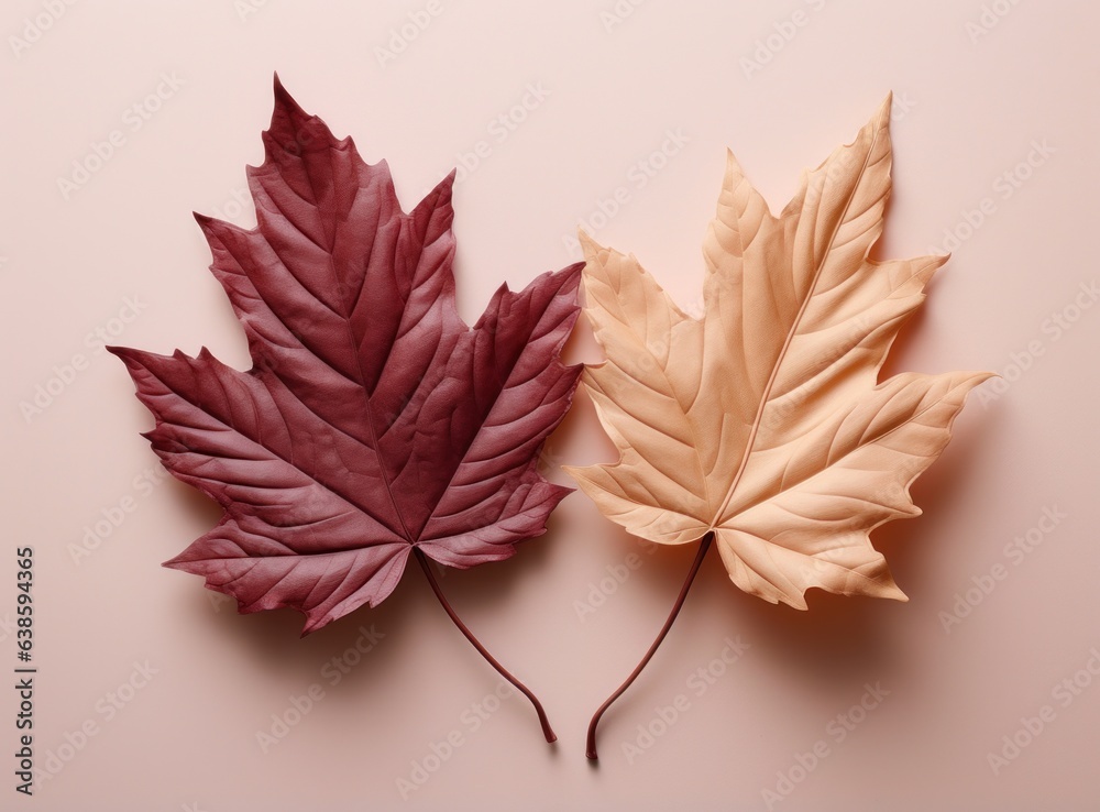 Pink colorful autumn leaves