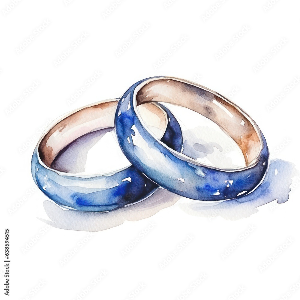 Watercolor wedding rings isolated