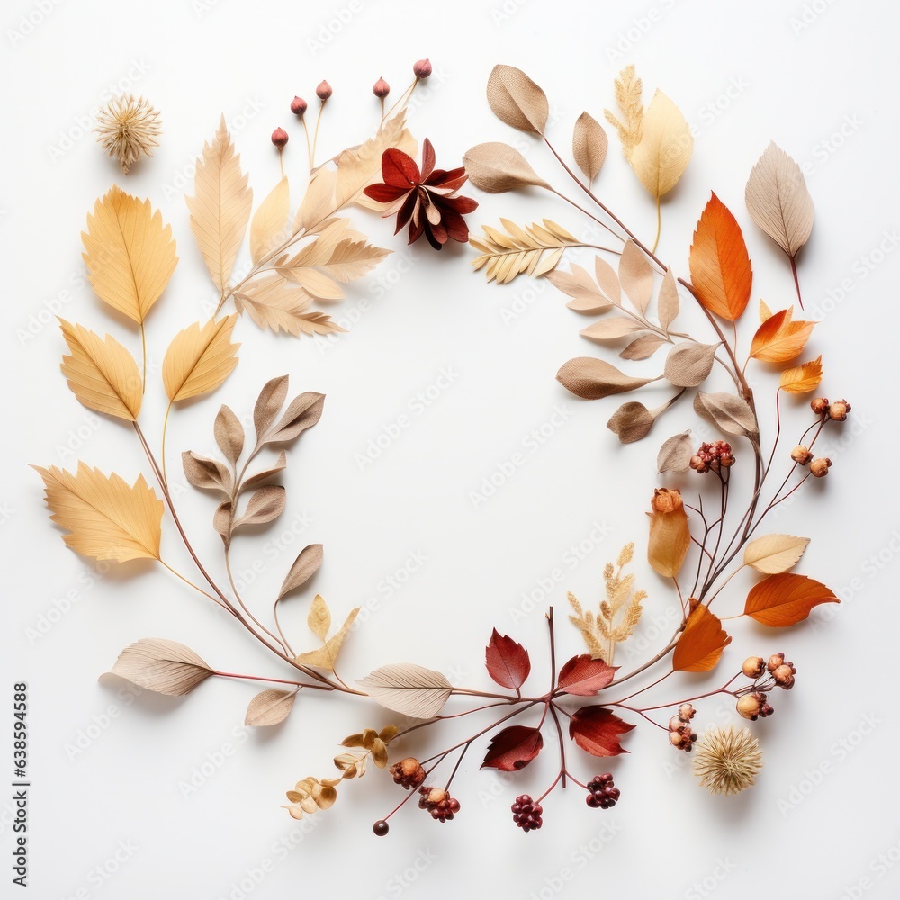 Circle frame from autumn leaves