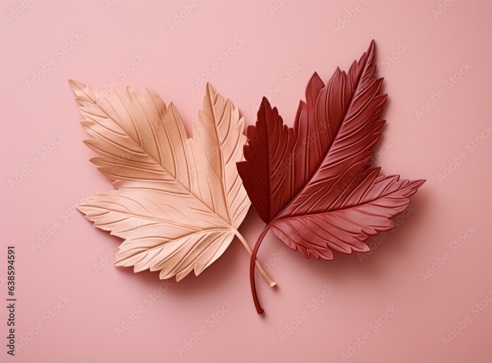 Pink colorful autumn leaves