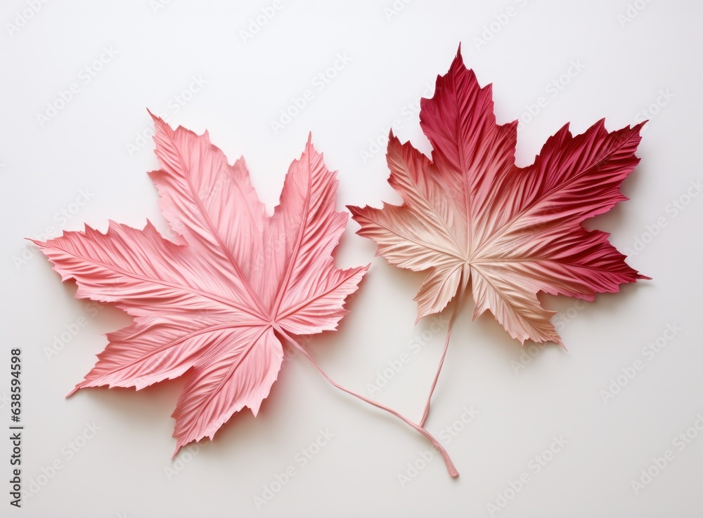 Pink colorful autumn leaves