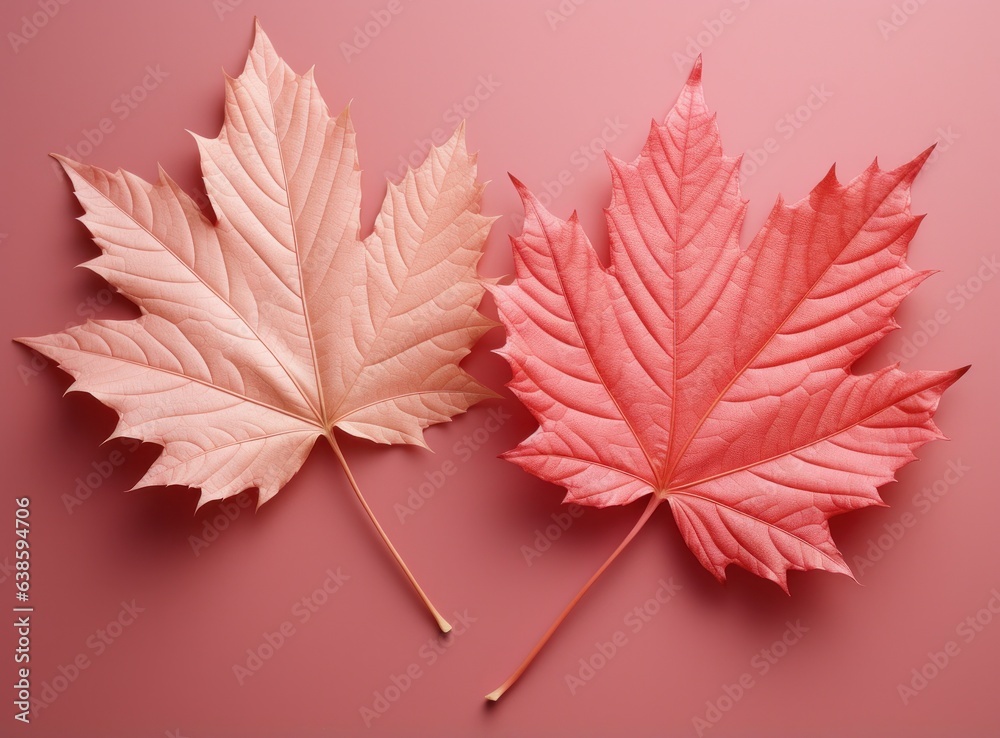 Pink colorful autumn leaves