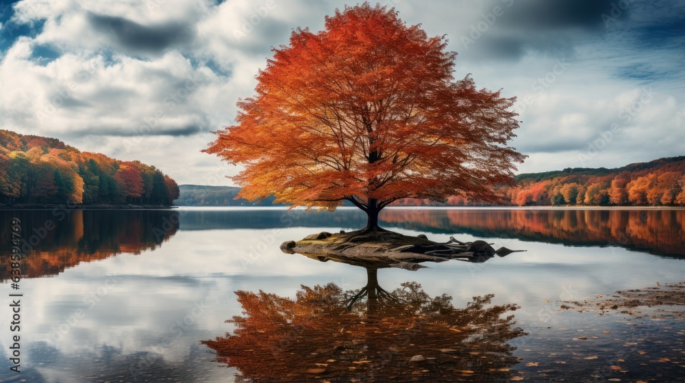 Autumn color trees background