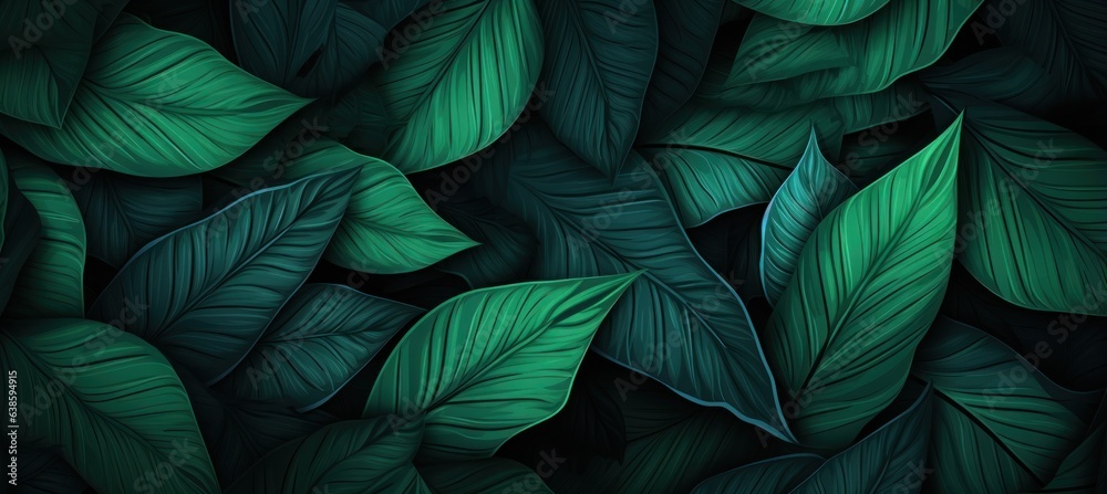 Green natural illustrated background with leaves