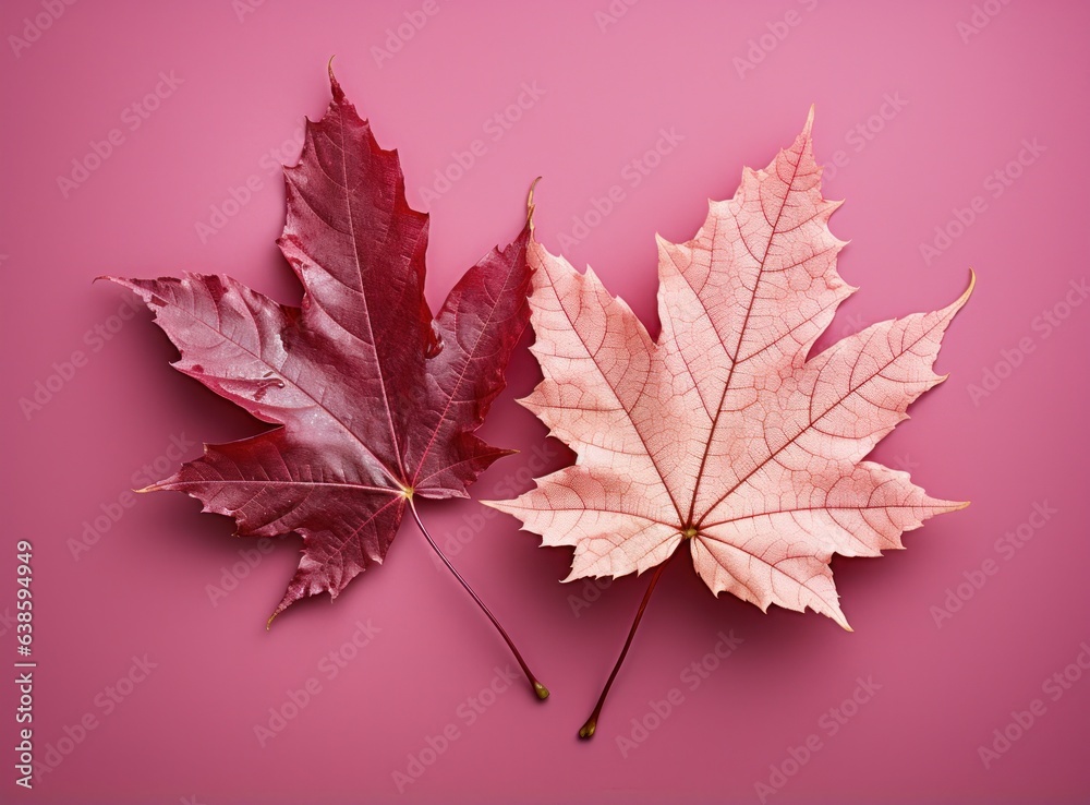 Pink colorful autumn leaves