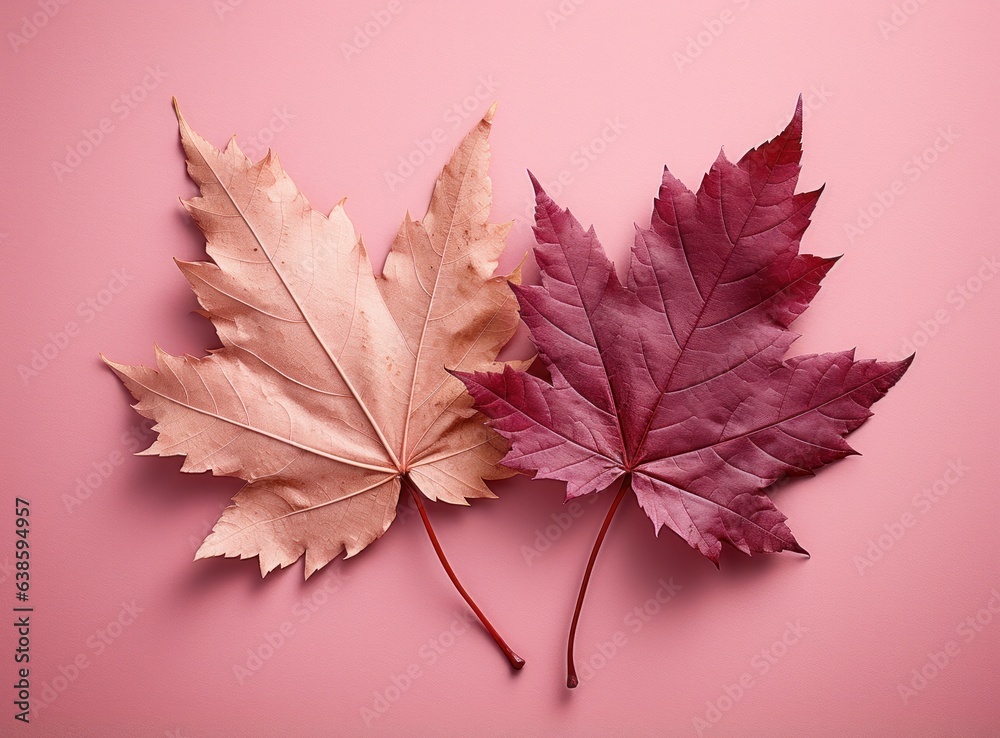 Pink colorful autumn leaves