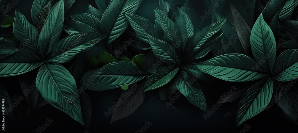 Green natural illustrated background with leaves