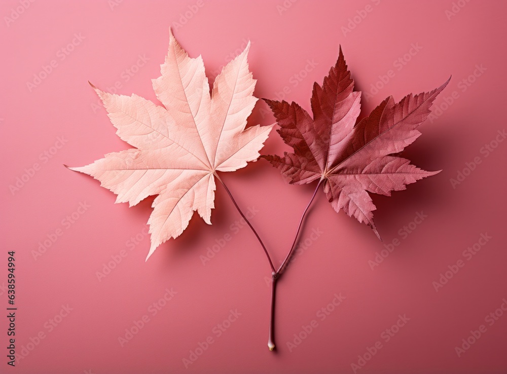 Pink colorful autumn leaves