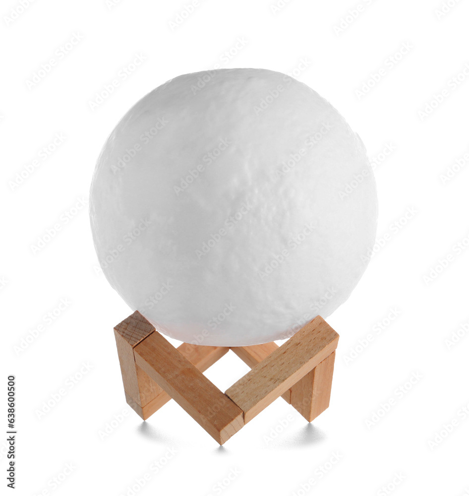 Night light moon lamp on white background