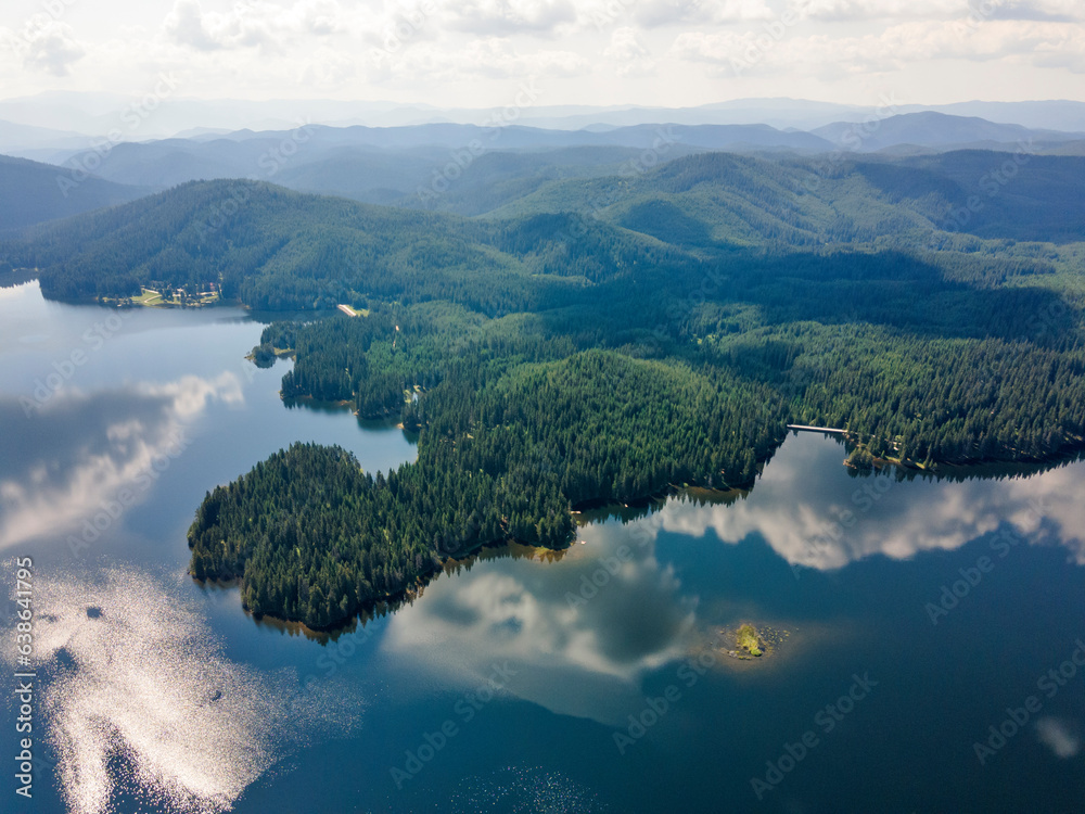 Aerial view of Shiroka polyana Reservoir, Bulgaria