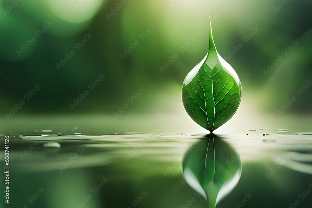 green leaf and water drops