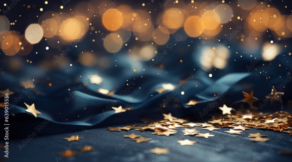 Blue Christmas bokeh background.