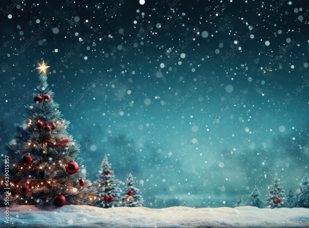 Holiday background with Christmas tree