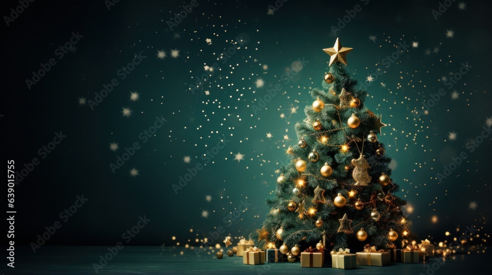 Holiday background with Christmas tree