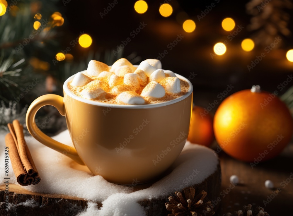 Winter latte with cute snowman