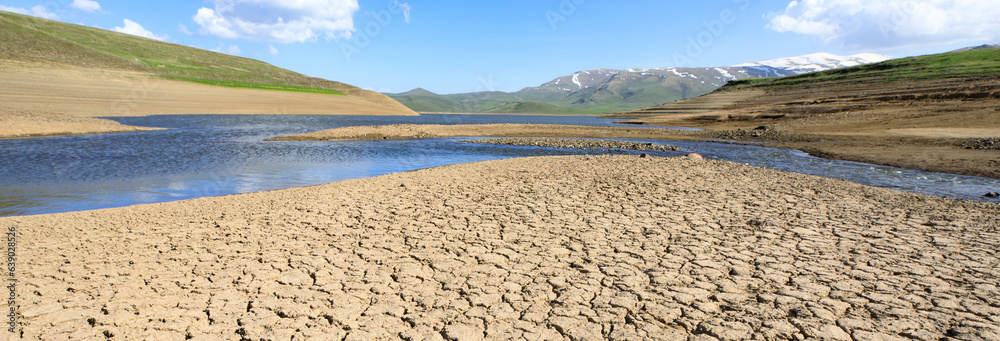 water and broken soil