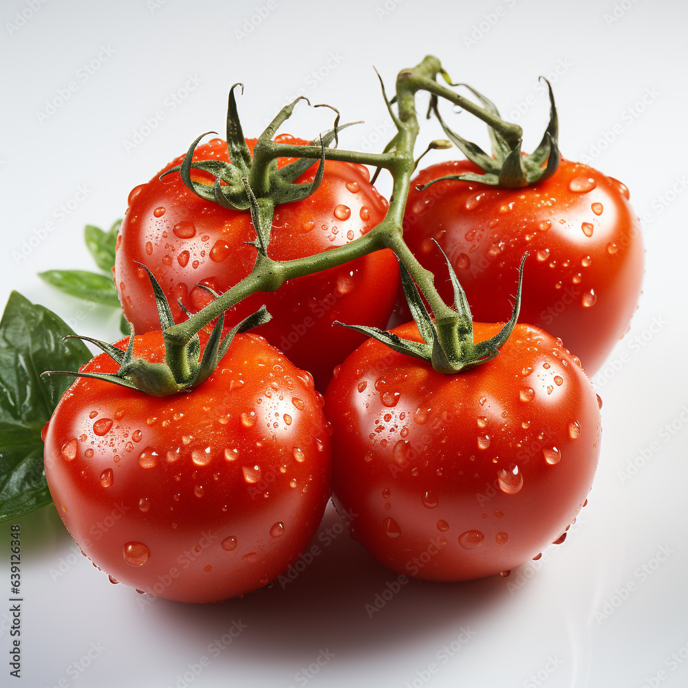 Spicy red tomatoes on a white background