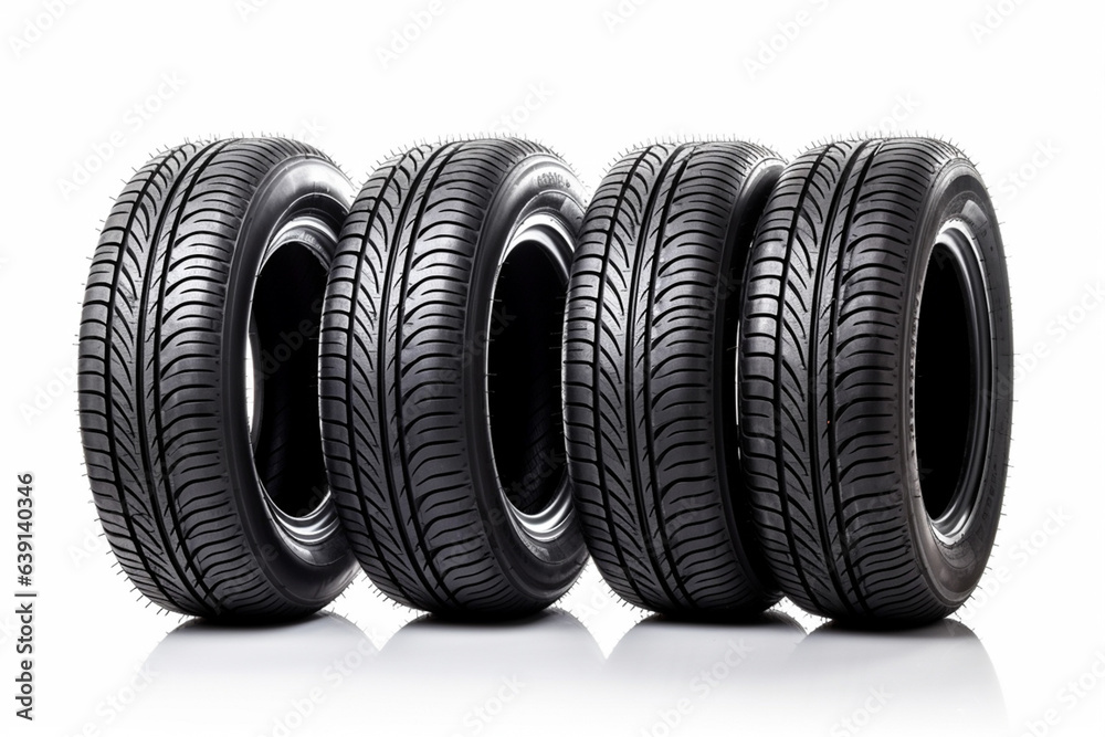 Car tires on white background Generative AI