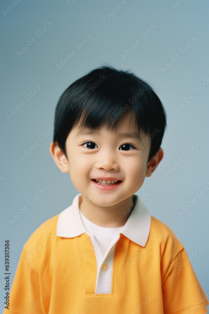 Young asian boy smiling, a child portrait