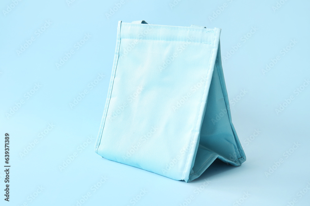 Lunch box bag on blue background