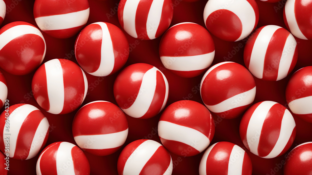 Red and white bonbons candies background. Generative AI