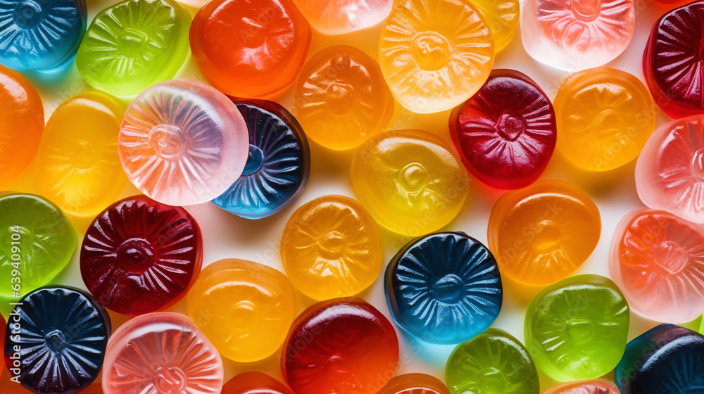 Fruit jelly candies background. Colorful sweet backdrop. Generative AI