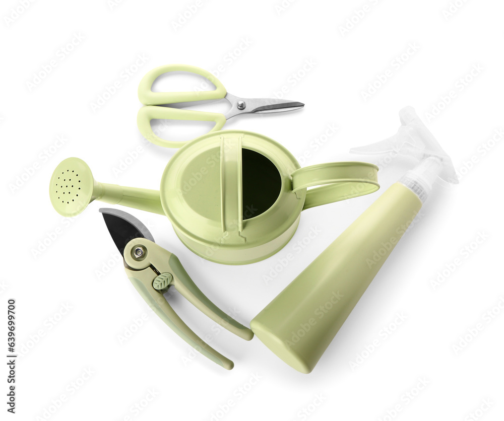 Set of gardening tools isolated on white background