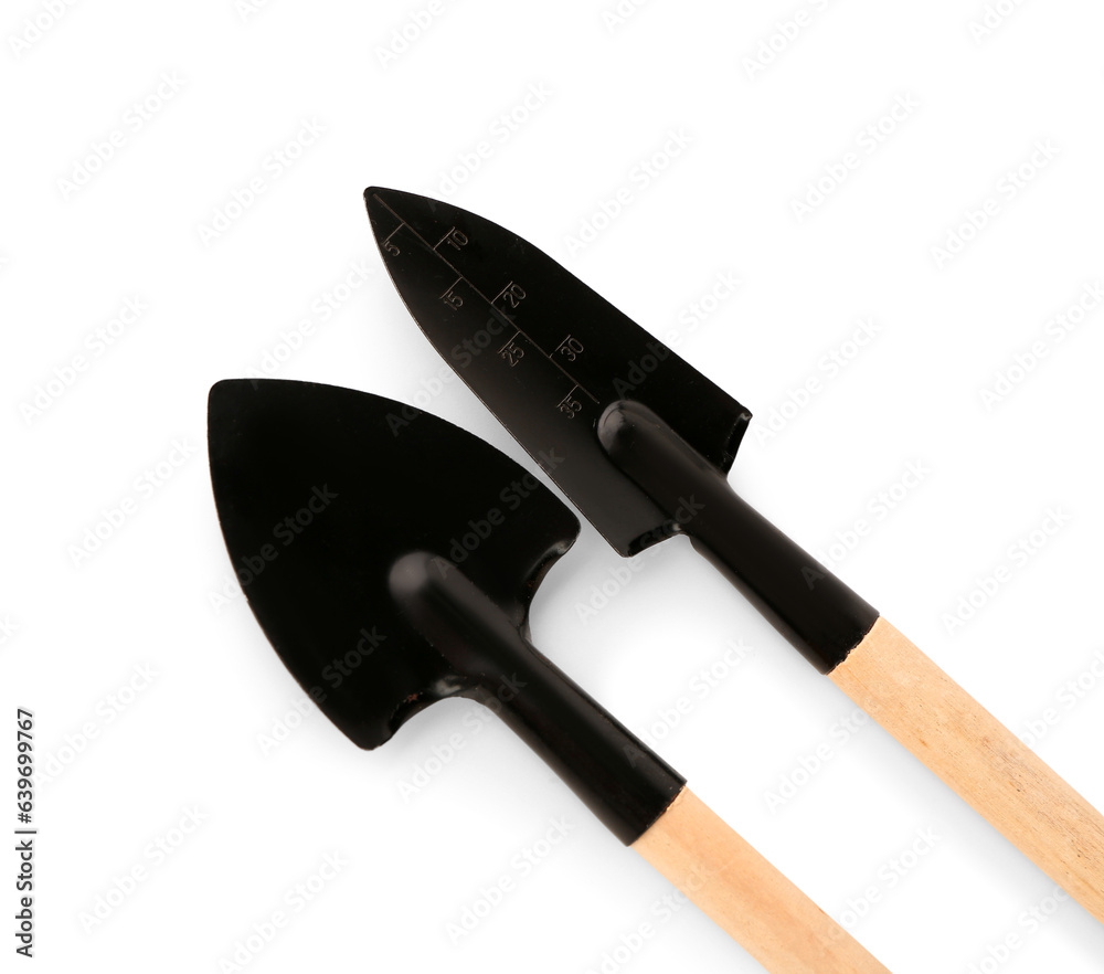 Gardening shovels isolated on white background