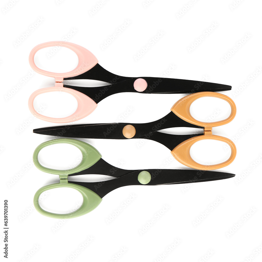 Set of scissors on white background