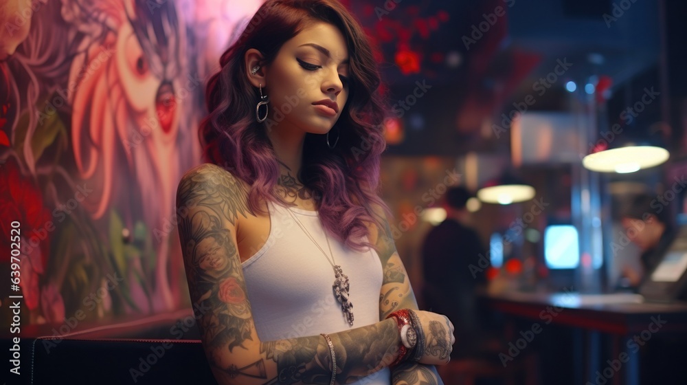 Girl in tatoo salon