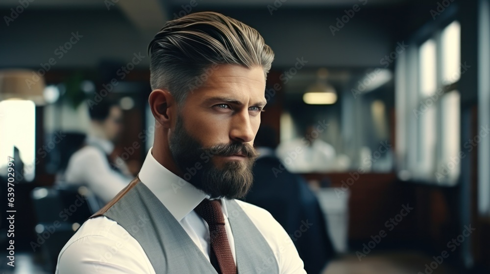 Handsome man in barbershop