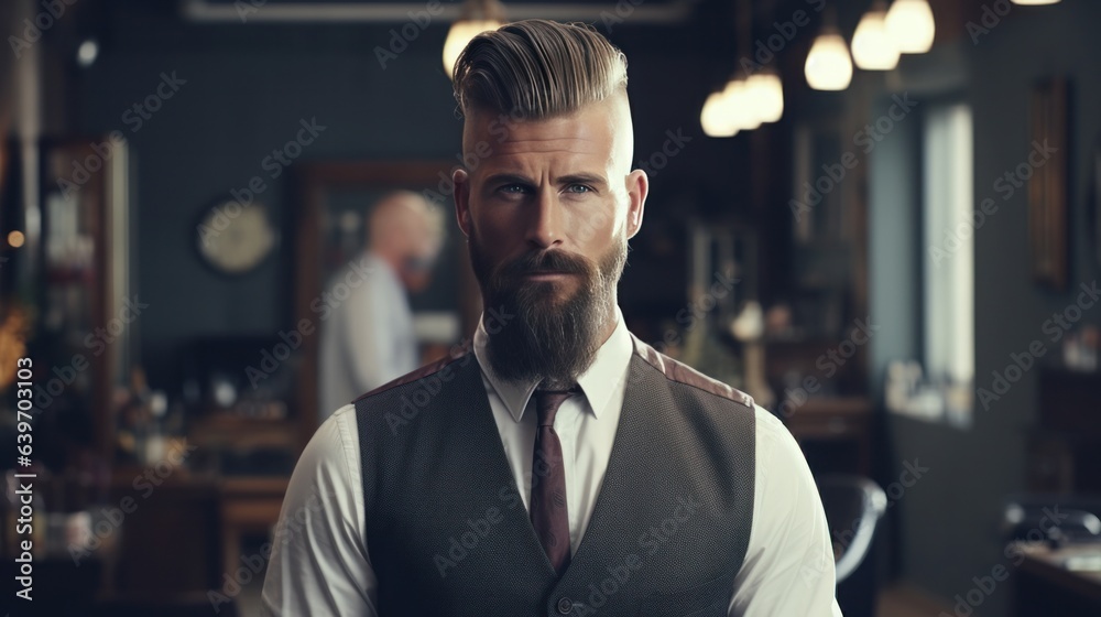 Handsome man in barbershop