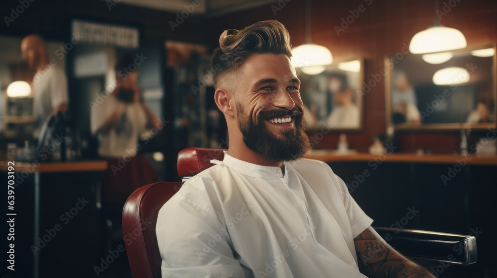 Handsome man in barbershop